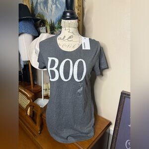 Gray 'BOO' Graphic Women's Slim Fit Tee NWT